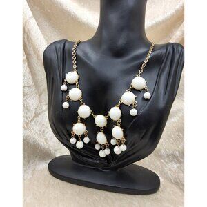 vintage gold with white bead insets statement piece 12" straight length